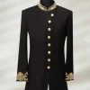 Luxury Black Sherwani with Gold Embroidery – SHMD-003