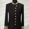 Luxury Black Sherwani with Gold Embroidery – SHMD-003