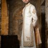 Luxury Men’s Handcrafted Sherwani with Naroba Fabric and Organza Silk Turban