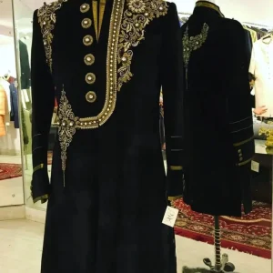 Black Velvet Sherwani for Men