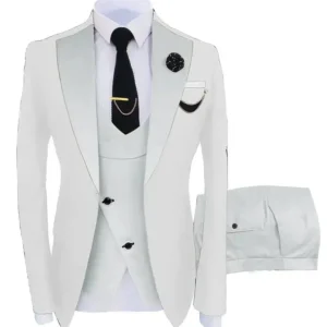 Kenton White & Silver-Gray Modern Fit Suit