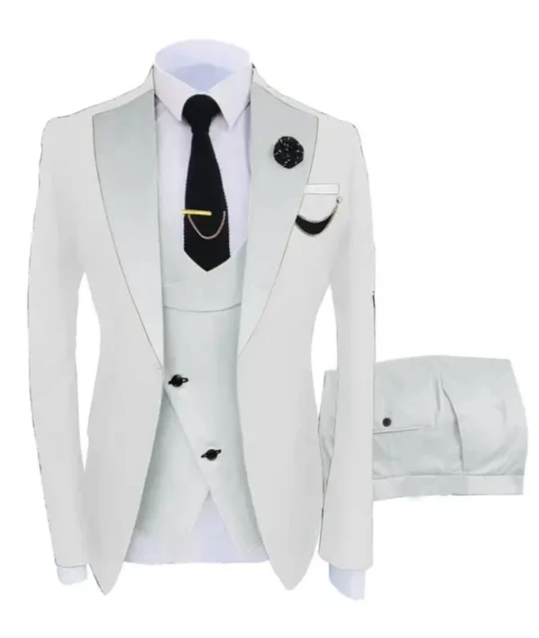 Kenton White & Silver-Gray Modern Fit Suit