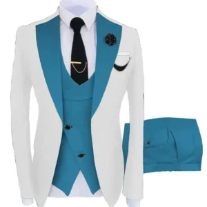 Kenton White & Teal Modern Fit Suit