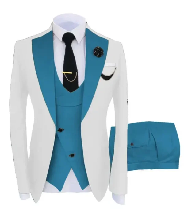 Kenton White & Teal Modern Fit Suit