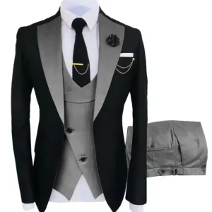 Graphite Black and Grey Shawl Lapel Three-Piece Suit