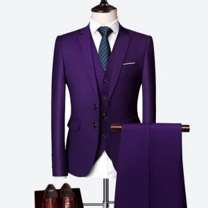 Regal Amethyst Purple Slim Fit Three-Piece Suit