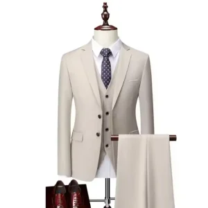 Sterling Sand Slim Fit Three-Piece Suit