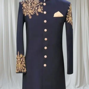 Midnight Bloom Embroidered Prince Coat -front