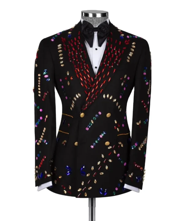 Starlight Cascade Embellished Dinner Jacket - front