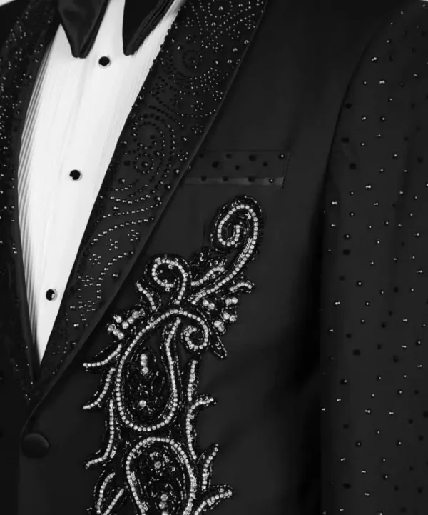 Midnight Paisley Embellished Dinner Jacket – TJMD-007 - Image 2