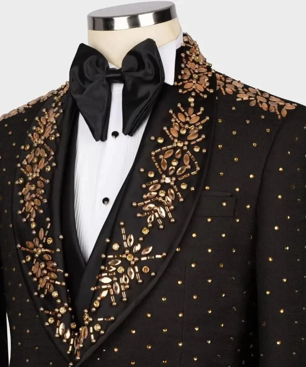 Midas Touch Gold Beaded Tuxedo Jacket – TJMD-011 - Image 3