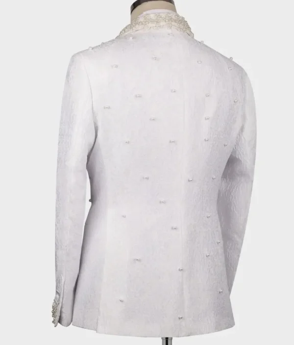 Ivory Pearl Embellished Tuxedo Jacket – TJMD-012 - Image 5