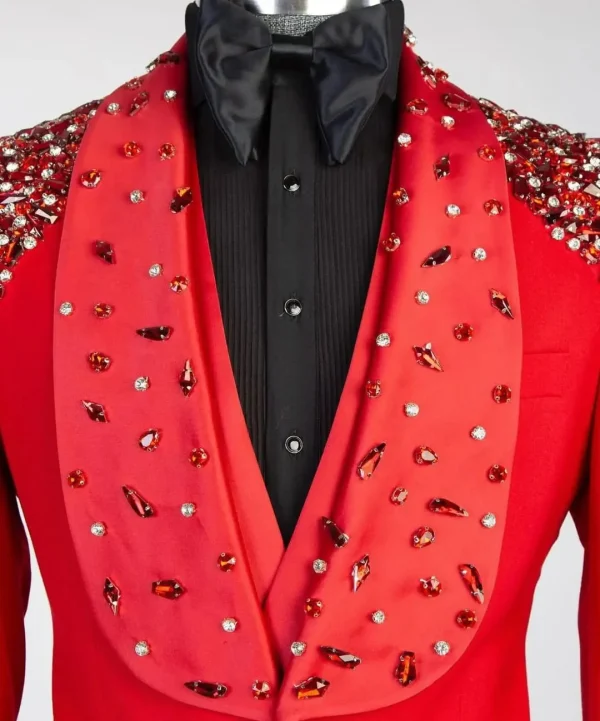 Inferno Burst Crystal Embellished Red Tuxedo – TXMD-047 - Image 3