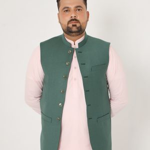 Men Designers Forest Green Tropical & Cool Wool Waistcoat