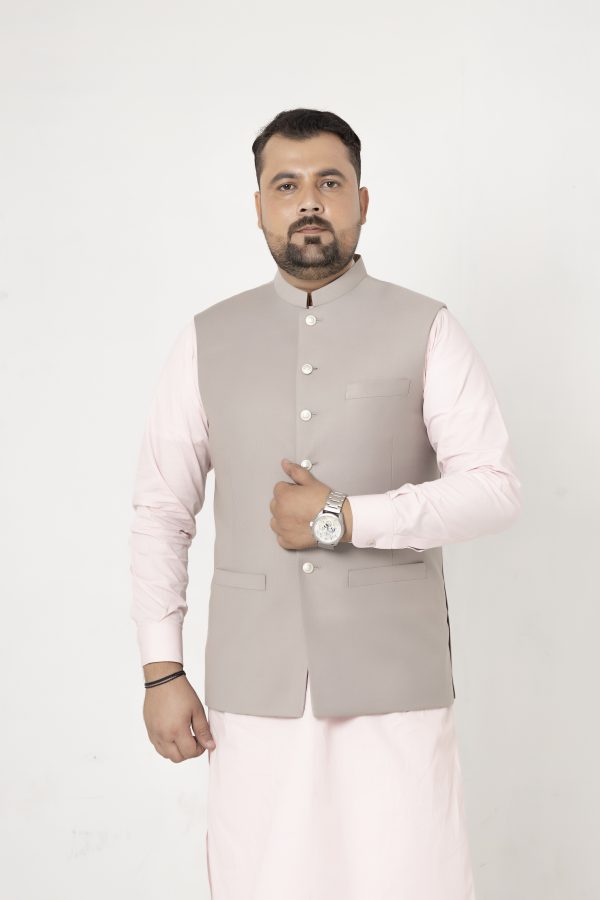 Men Designers Grey Tropical & Wool Blend Waistcoat
