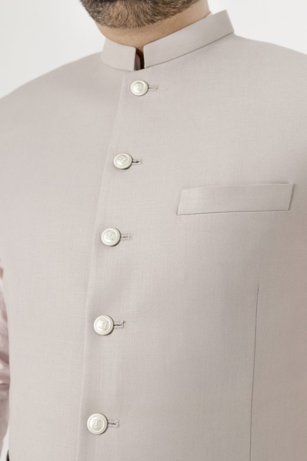 Men Designers Grey Tropical & Wool Blend Waistcoat