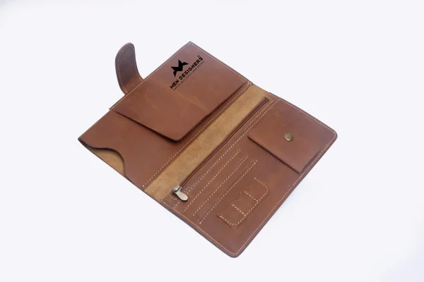 Premium Vintage Leather Travel Wallet - inside
