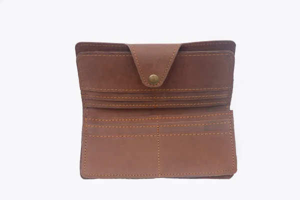 Tan Leather Wallet with Coin Pocket – LWMD-04 - Image 3