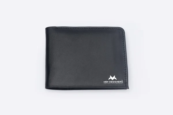 100% Pure Black Leather Wallet - Men Designers  LWMD-02 - Image 2