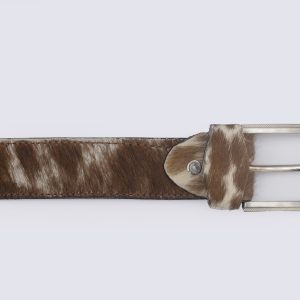 Brown & White Cowhide Leather Belt