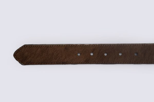 Men Designers Brown & White Cowhide Leather Belt – MDB-05 - Image 2