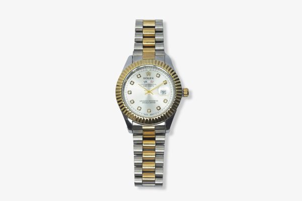 Men Designers Two-Tone Royal: Fluted Bezel Watch with Diamond Accents – MDW-04 - Image 2