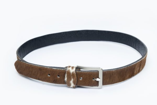 Men Designers Brown & White Cowhide Leather Belt – MDB-05 - Image 4
