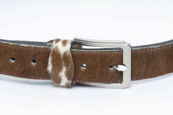 Men Designers Brown & White Cowhide Leather Belt – MDB-05 - Image 5
