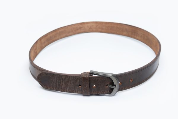 Men Designers Rustic Brown Leather Belt – MDB-03 - Image 3