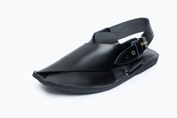 Handcrafted Premium Leather Peshawari Chappal - Black (MDPC-006) - Image 3