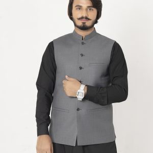 Solid Grey Tropical & Cool Wool Waistcoat