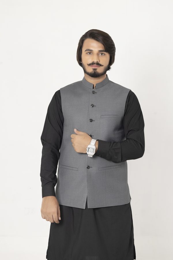 Solid Grey Tropical & Cool Wool Waistcoat
