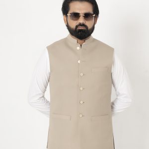 Beige Tropical & Cool Wool Waistcoat
