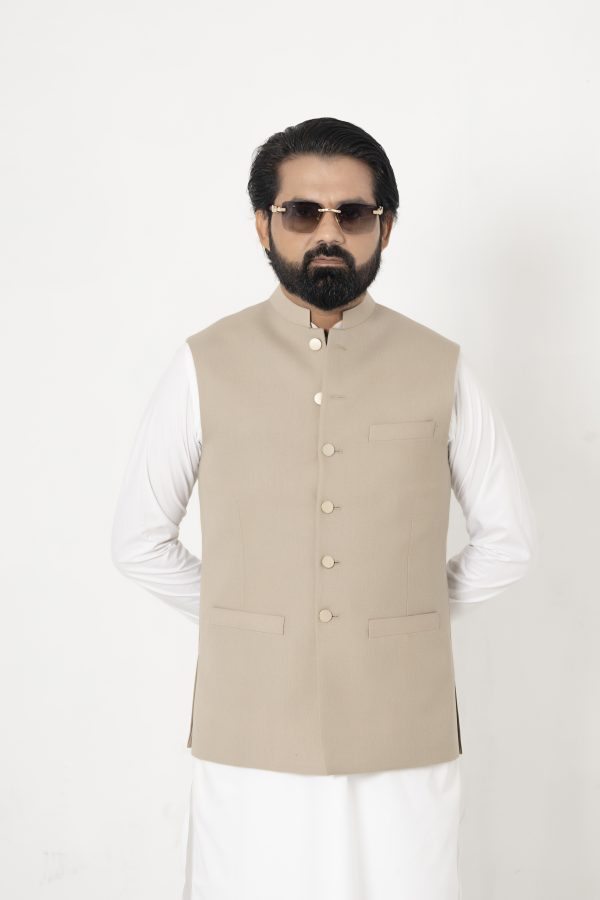 Beige Tropical & Cool Wool Waistcoat