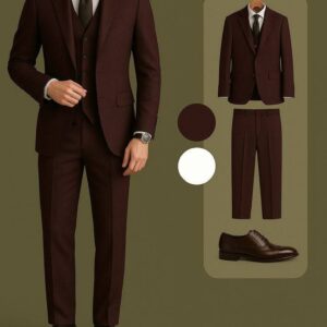 Rich Maroon Three-Piece Suit